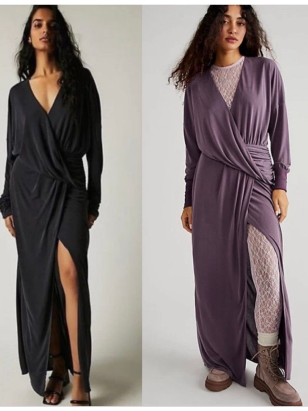 Free People Riley Cupra Wrap Maxi Dress Plum Purple M NWOT